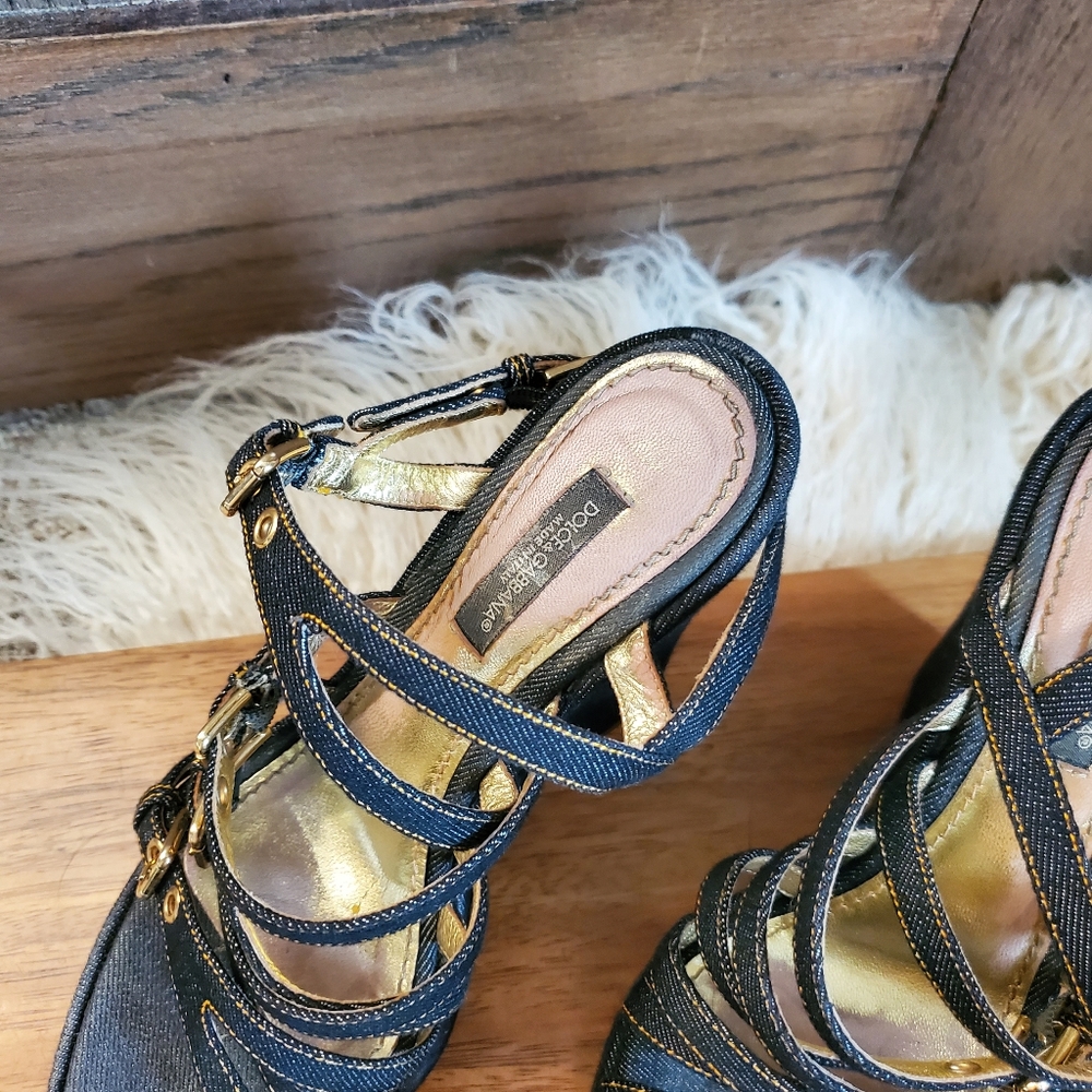 Dolce & Gabbana Zeppa Denim Wedge Sandal - Picture 3 of 5